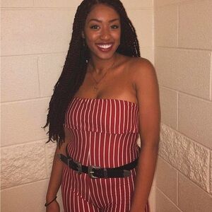 Diosa Burgundy Striped Jumpsuit